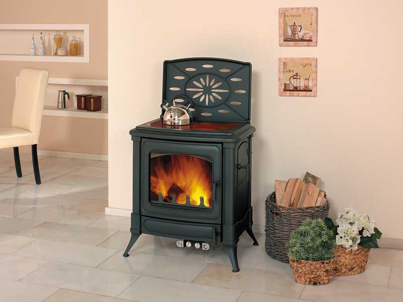 Zestaw kominek powietrzny stalowy KRATKI LUCY Prawy BLACK 14 kW Ø 200 z akcesoriami kaminofen winston ka - Zestaw kominek powietrzny stalowy KRATKI LUCY Prawy BLACK 14 kW Ø 200 z akcesoriami